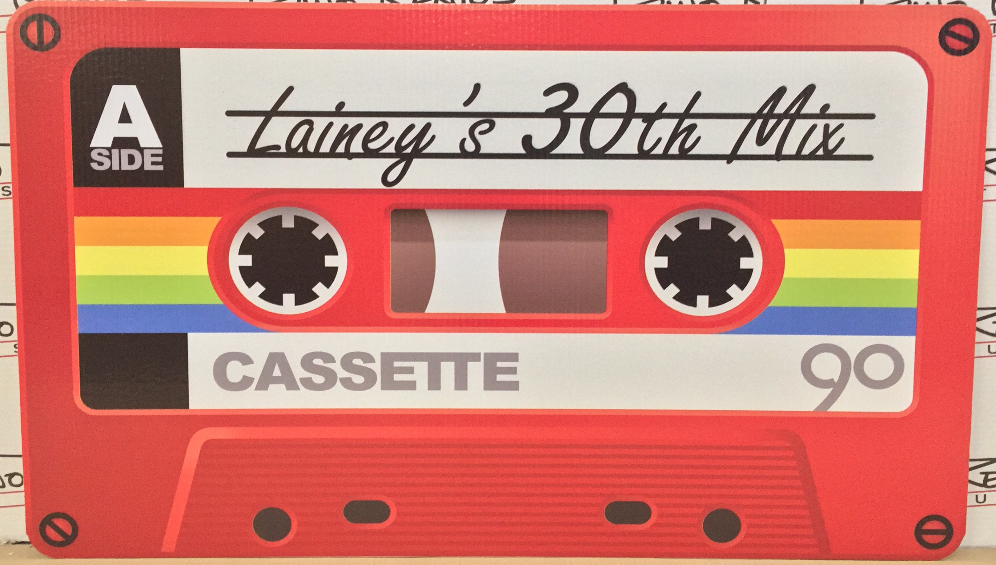 80s Cassette Tape Cardboard Cutout Standup Prop Dino Rentos Studios, INC.